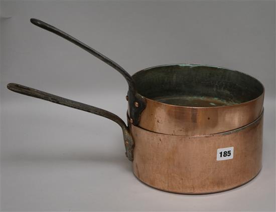 La Menagere two copper saucepans Largest 25cm Dia